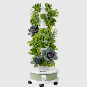 מגדל הידרופוני 7 קומות 28 חורי שתילה עם ליטר דשן ומשטח הזזה עם גלגלים